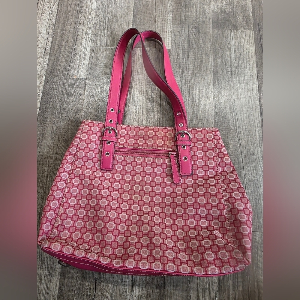 NINE WEST Pink Monogram Canvas Tote Shoulder Bag Y2K 90s Charm